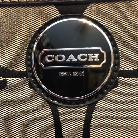 Coach Signature Stripe Gray/Black Tote - Picture 3 of 6